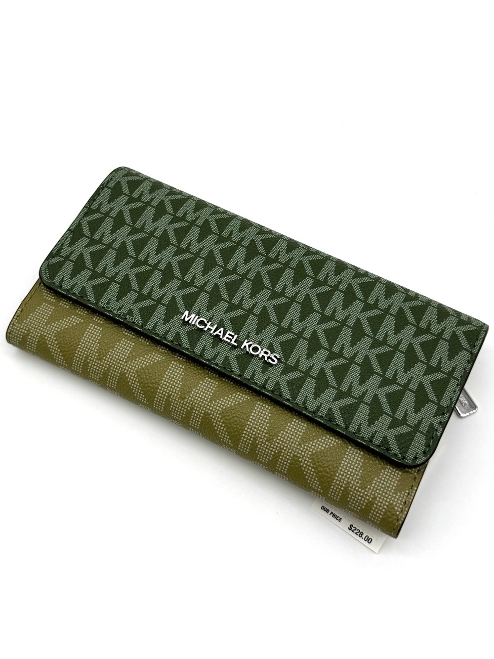 Michael Kors Large Jet Set Travel Trifold Wallet - Amazon Green